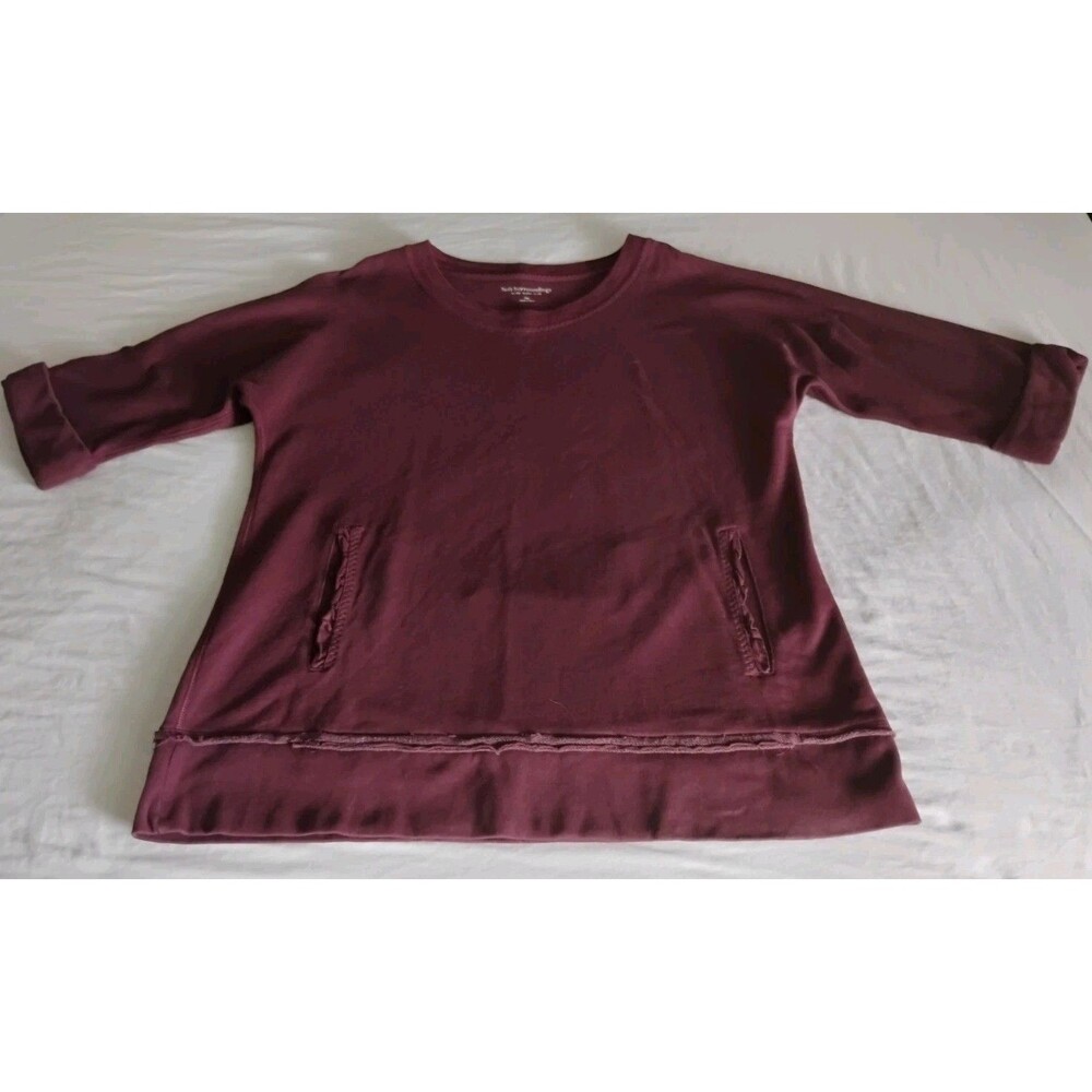 Soft Surroundings Peruvian Pullover Sweatshirt Tunic Plum Sz M Petite NWOT